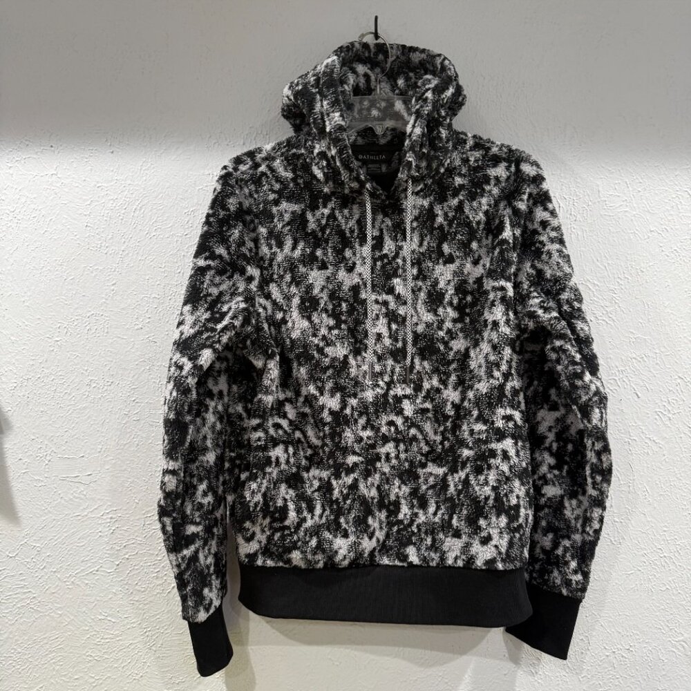 Athleta Tugga Sherpa Jacquard Pullover Hoodie Black and White Size Small - Picture 17 of 17